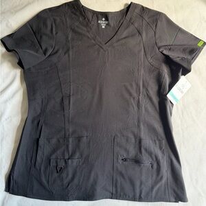 Med Couture Black V-Neck Scrub Top- XL
